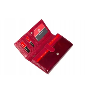 portfel damski Pierre Cardin czerwony lakierowany idealny na prezent / women’s Pierre Cardin red glossy wallet perfect for a gift